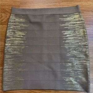 BCBG Metallic gold foil bandage body con miniskirt- size M
